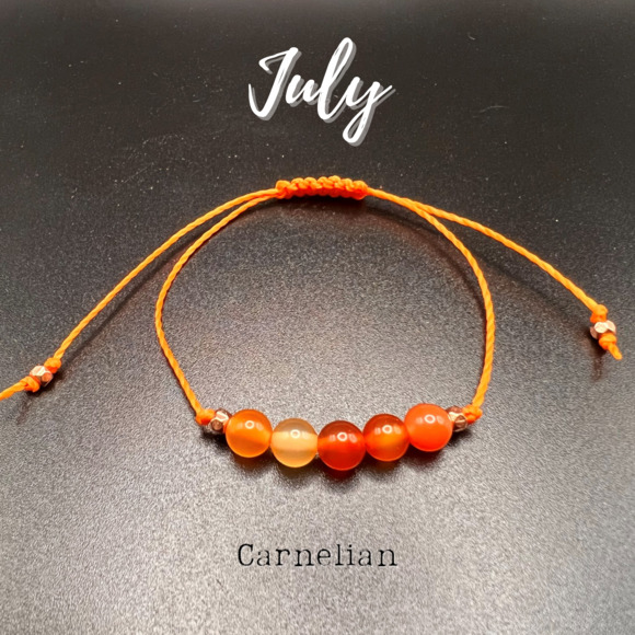 KC Gems Co. Natural Carnelian Slide Bracelet - July Birthstone - Picture 1 of 5